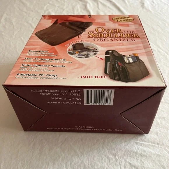 Buxton Black Leather Crossbody Unisex Over the Shoulder Organizer Bag NIB - Picture 6 of 7